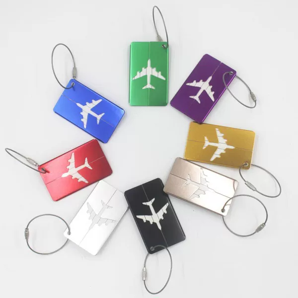 Creative Cross-Border Aluminum Alloy Luggage Tags Boarding Metal Luggage Tags Aircraft Checked Hoisting Tags Ready for Sale