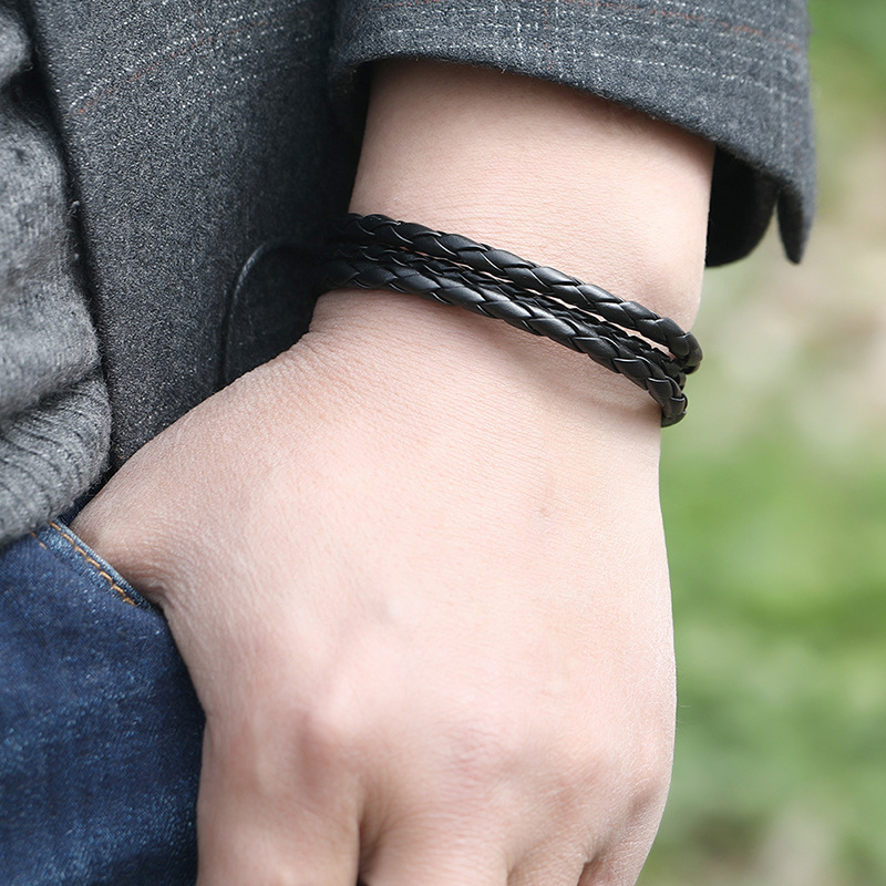 Fashion woven leather bracelet wholesale