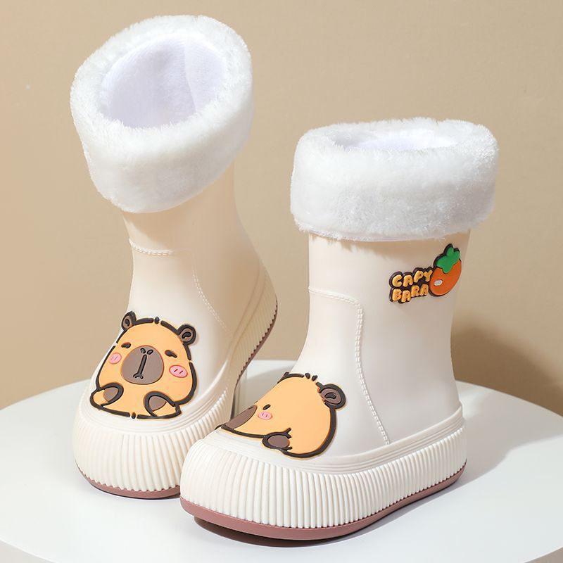 Escuela primaria Capibara zapatos de lluvia para niños, moda lindos impermeables, antideslizantes, bajo tubo medio, zapatos de agua caliente
