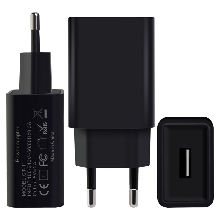 5V2A cabezal de carga de teléfono móvil estándar europeo certificado CE/ROHS cargador estándar europeo adecuado para fuente de alimentación de Android al por mayor