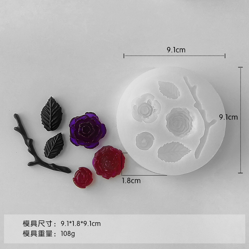 Jiahui belleza hoja Rosa epoxi molde mini flor casera resina epoxi herramienta DIY yeso