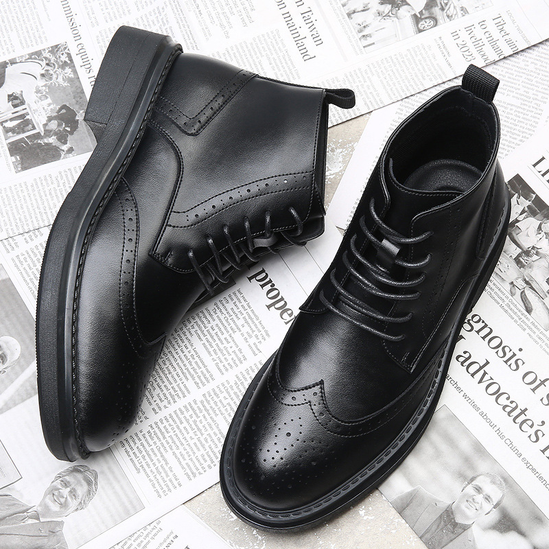 2024 invierno nuevo fondo grueso de lana 6 agujeros estilo británico tendencia Martin botas calentadas botas cortas botas de cuero para hombres