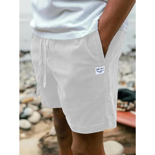 D7652026 New style pure color corduroy waist drawstring men's casual shorts