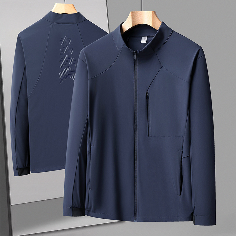 Men's summer sun protection clothing, new style, UV protection ice silk stand collar skin jacket, casual, breathable, quick-drying fishing jacket