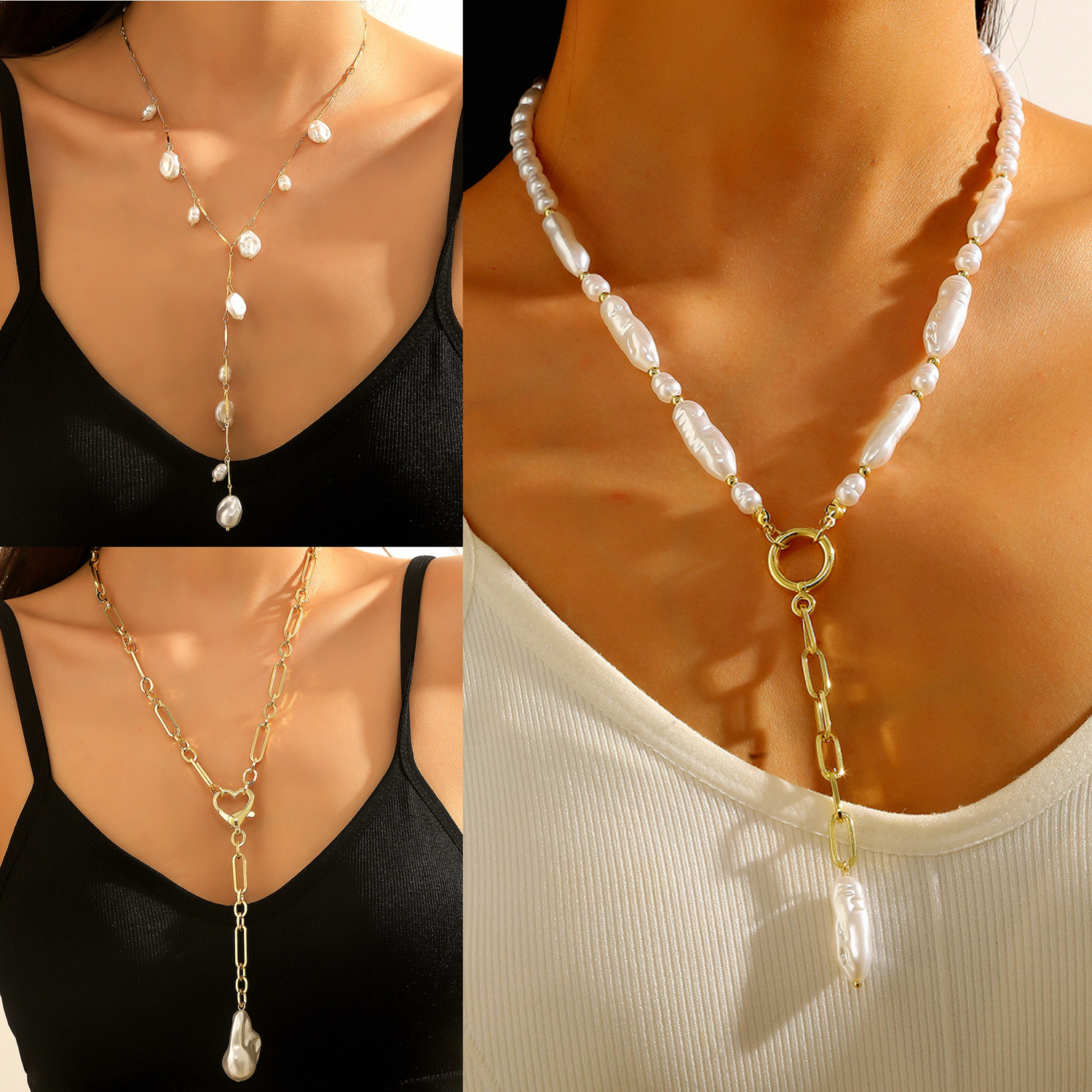 European and American Cross-Border Hot-Selling Baroque Pearl Necklace Pendant, Fashionable Light Luxury High-End Jewelry Accessory for Women