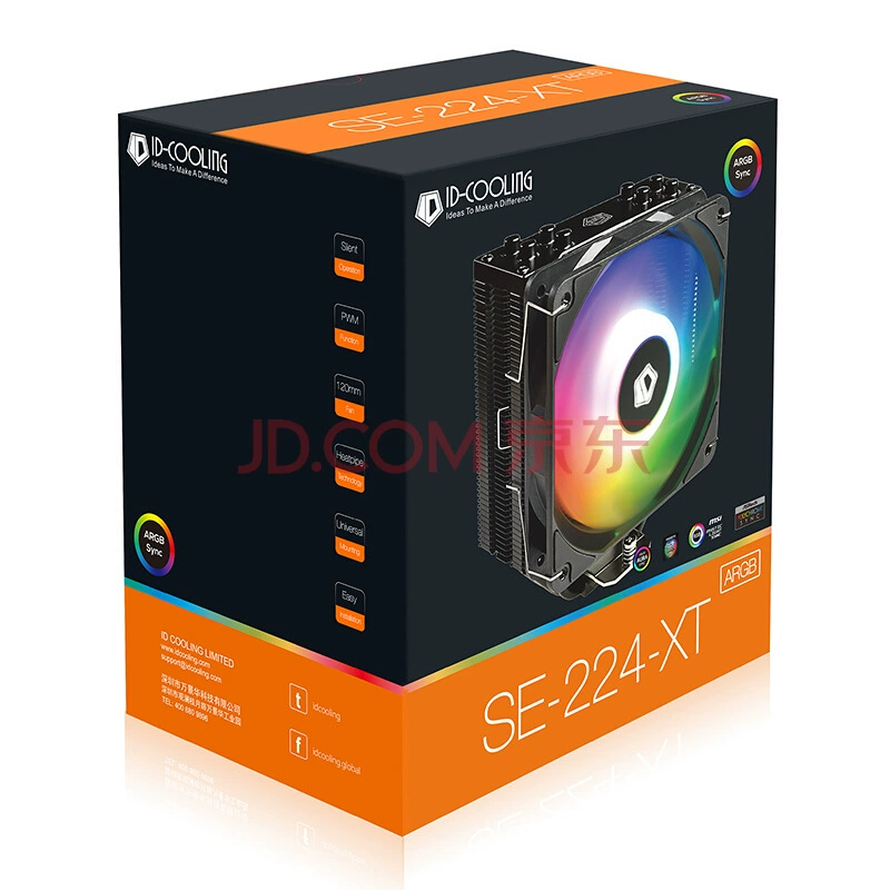 ID-COOLING SE-224-TX-ARGB четырехтрубный шасси призрачная синхронная башня бесшумный кулер для процессора с контролем температуры