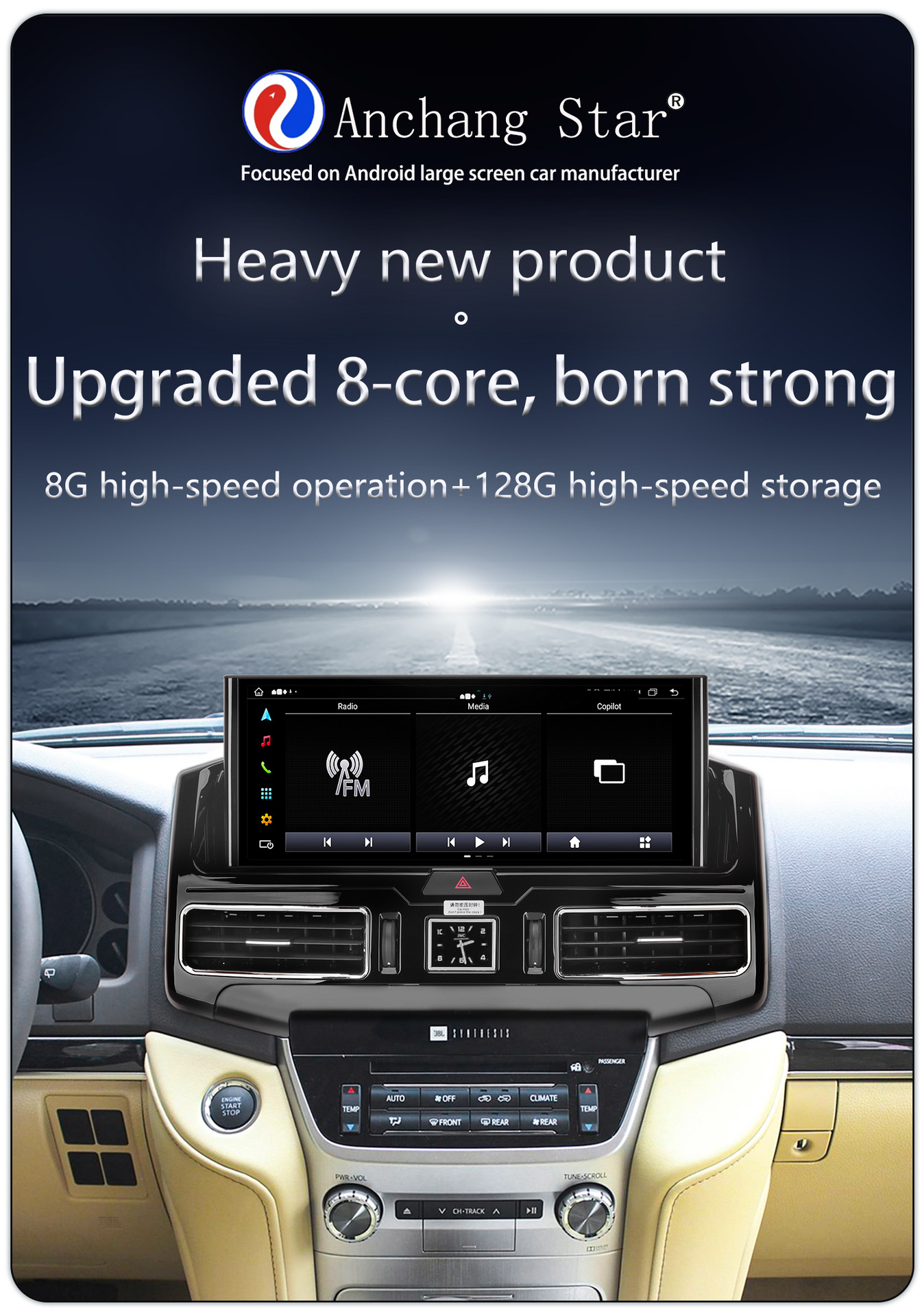 Suitable for 07-21 Models 12.3inch Toyota Land Cruiser Lc200 Lcd Clock Old to New Android Navigator