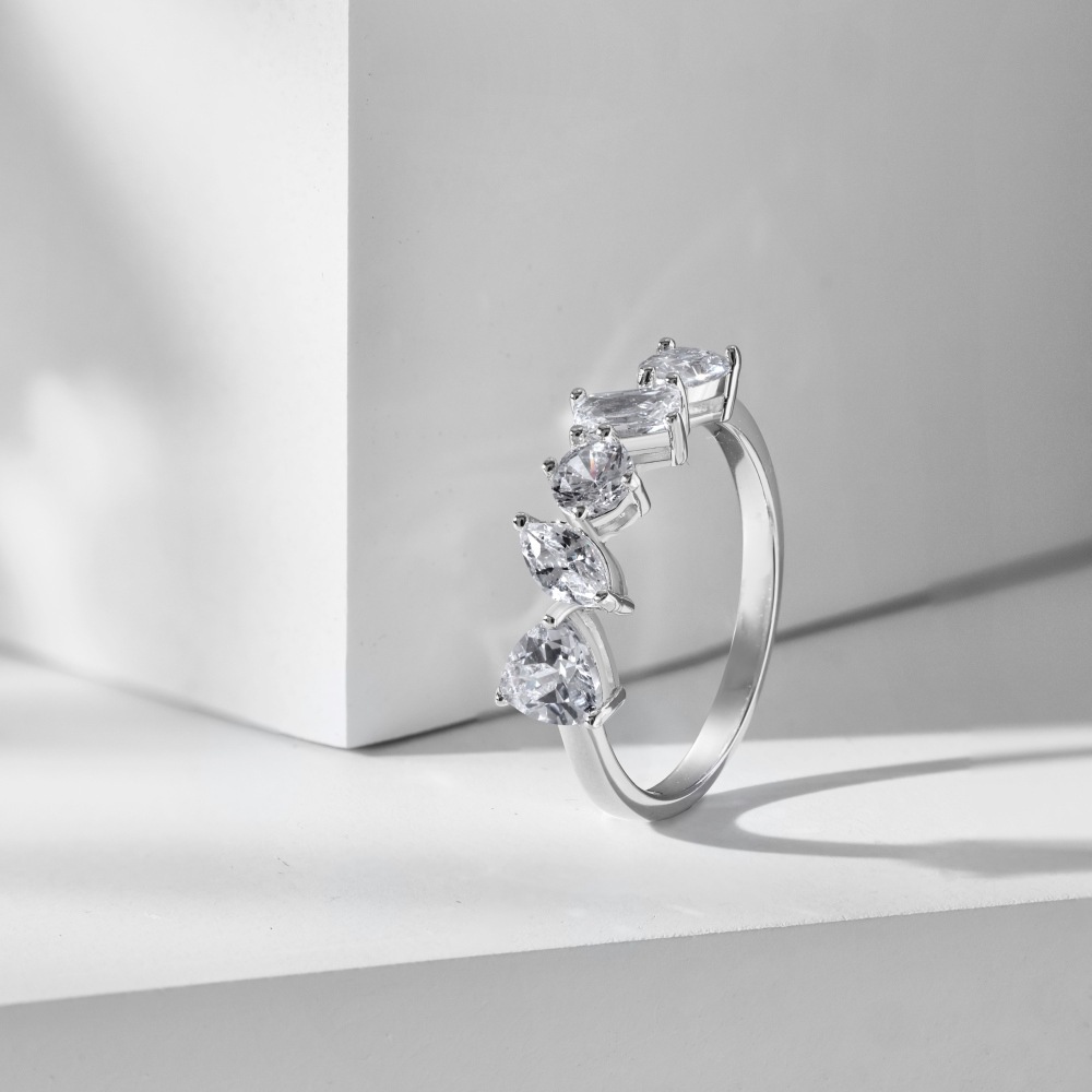 6g Weight Zircon Inlay Material Rings Classification 5, 9, Adjustable Ring Size 1 Piece Quantity Holiday, Daily Occasion 925 Sterling Silver Material Geometric Pattern Women's Gender Plating, Inlay Design Basic, Modern Style, Classic Style Style 925 Sterling Silver Zircon Geometric Rings 15