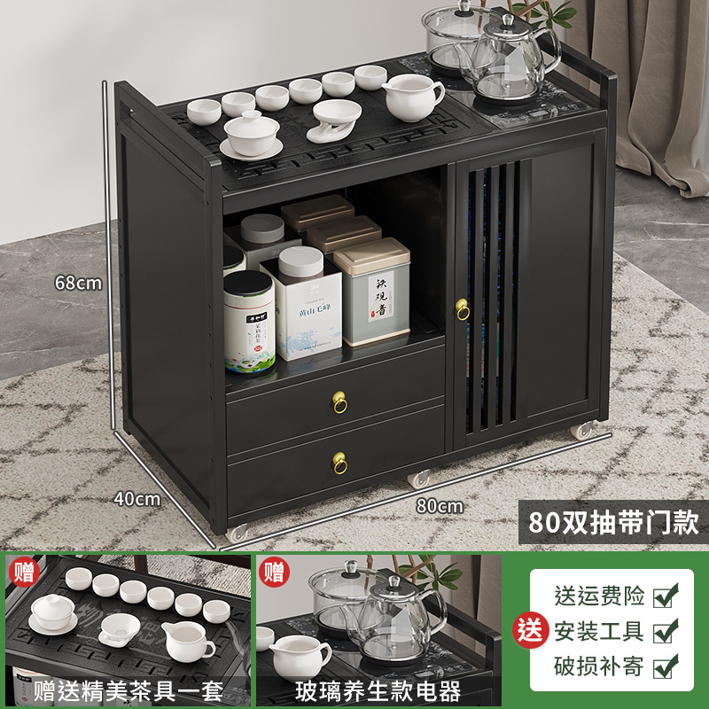 Mesa de té móvil balcón casa pequeña mesa de té carrito de té hervidor de agua integrado gabinete de té con ruedas mesa lateral de té juego de té traje