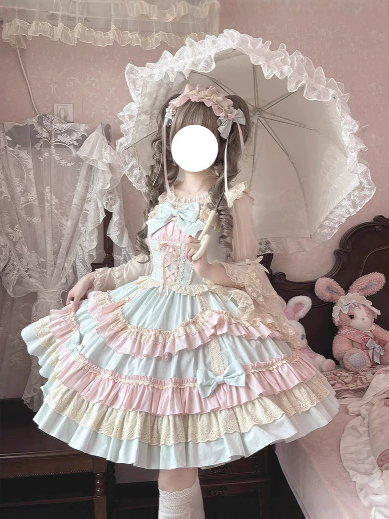Платье Genuine mousse Lolita JSK, пастельные оборки, широкий выбор цветов, несколько размеров
