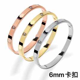 网红love手镯6mm女钛钢镀18k金不色小众设计ins欧美轻奢高版手环