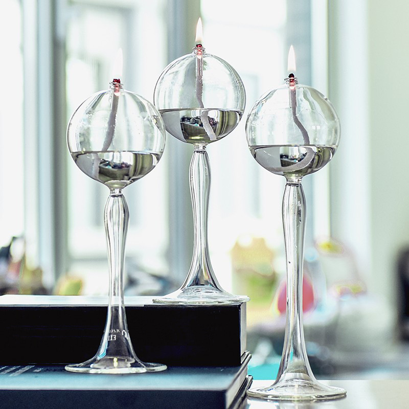 Creativo transparente hecho a mano candelabro de cristal de estilo europeo lámpara de aceite de vidrio decoración del hogar Decoración fábrica ventas directas