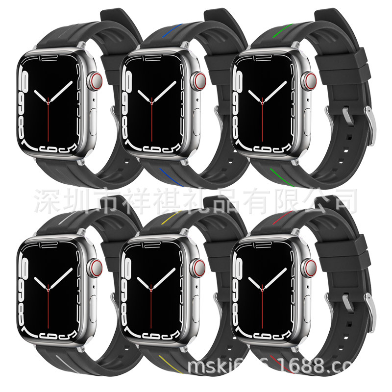 现货批发适用苹果手表678代iwatch45智能手表橡胶TPU防水弧形表带详情18