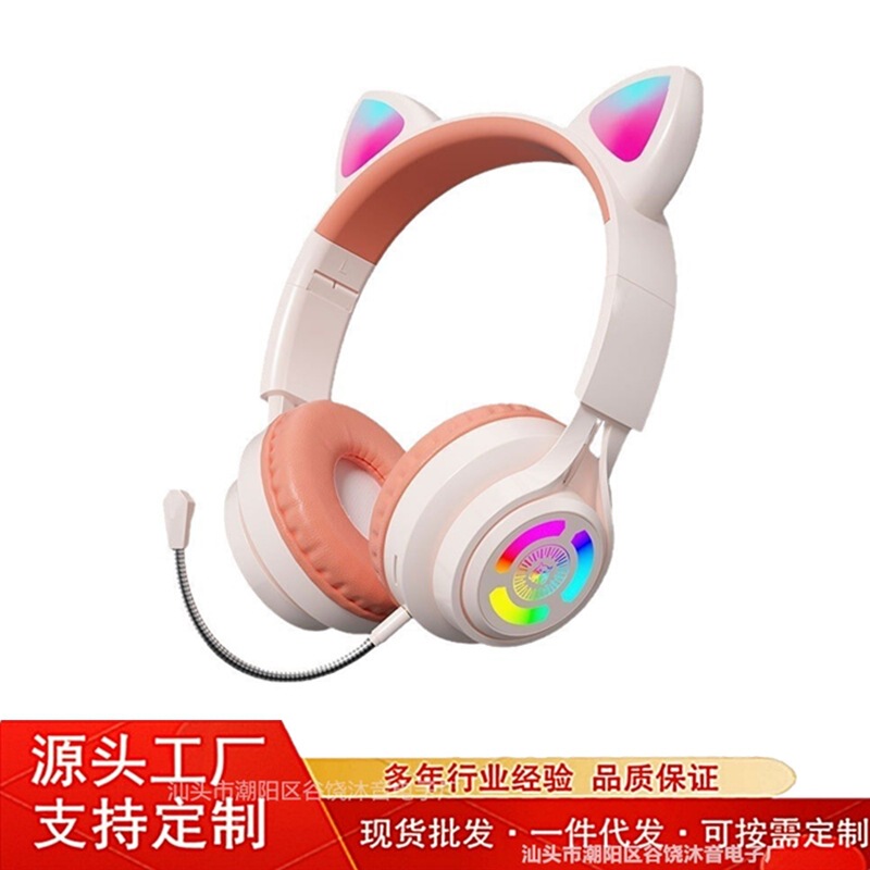 Customized Cross-Border Popular S3 Head-Mounted Bluetooth Headset E-Sports Mobile Phone Wireless Bass Headset Cat Ears