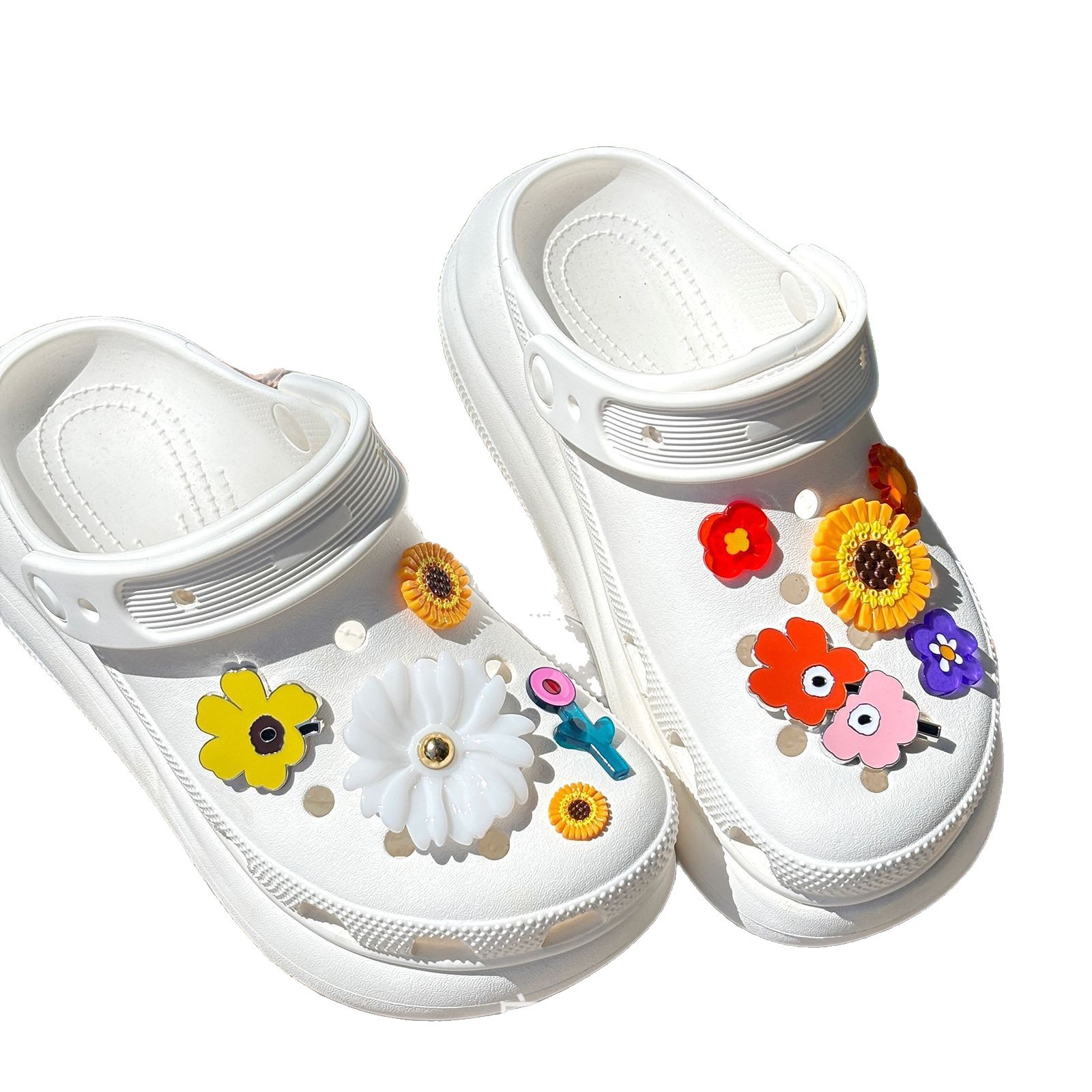夏クロス下駄アクセサリー diy カラフルな花取り外し可能なドーパミン靴花ハイエンド靴バックルアクセサリー