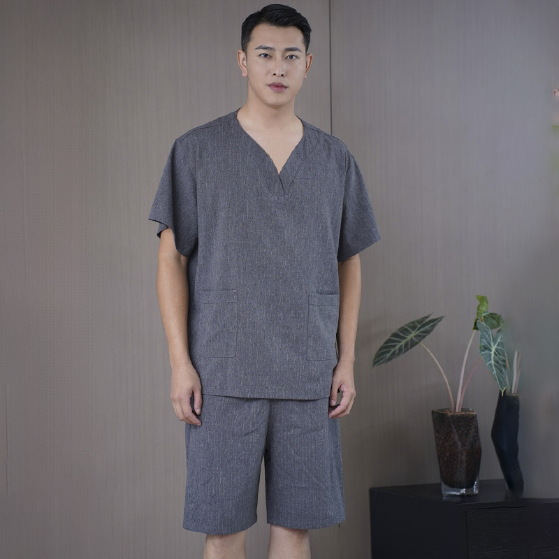 소프트 헤더 그레이 반원형 브이넥 남성용