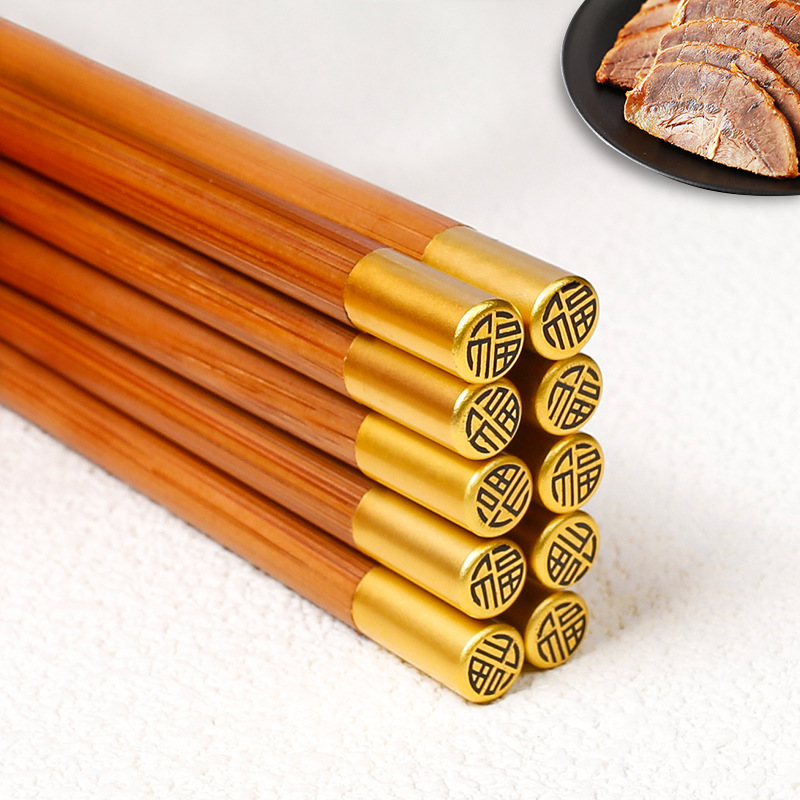Palillos de madera maciza domésticos de alto aspecto al por mayor cúpula fu personaje kuaizi puesto antideslizante corriendo Jianghu grupo comunitario suministro de compra