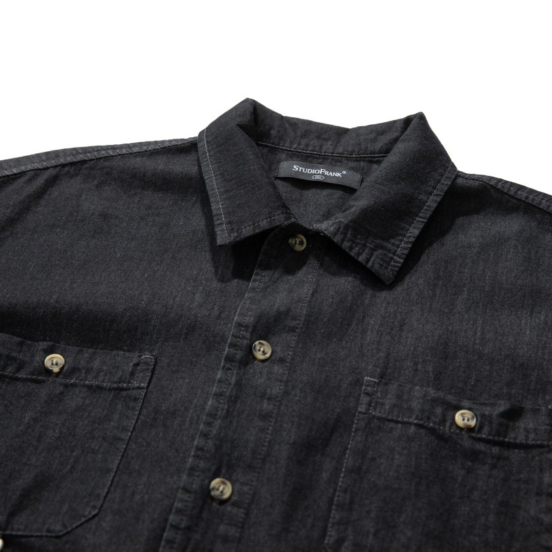 Camicia vintage in jeans da uomo stile americano retrò_voghion.com