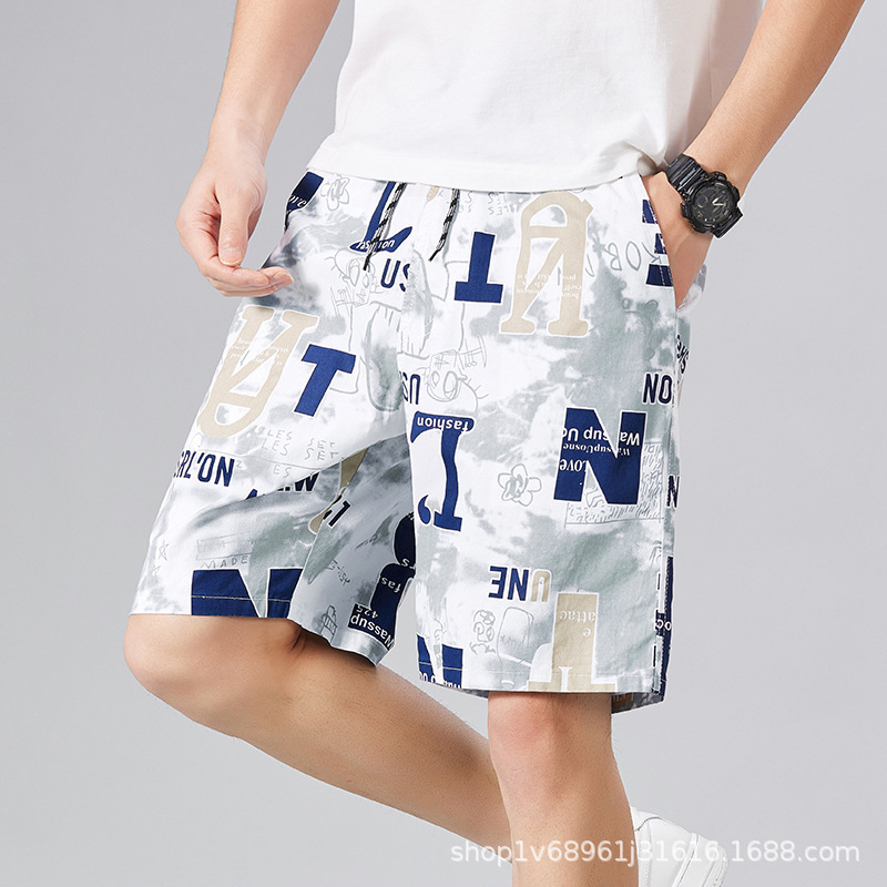 Summer Pure Cotton Shorts Men's Beach Pants Loose Pants Home Big Pants Outer Wear Big Pants