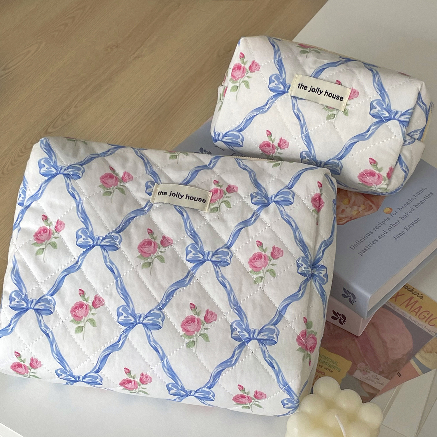 All Seasons Season Elegant Vintage Style Flower Polyester Square Makeup Bags
