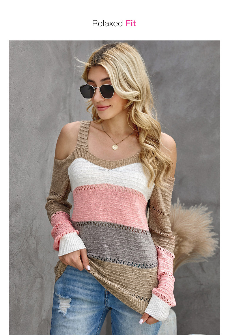 women s off-shoulder stitching sweater nihaostyles clothing wholesale NSSI79572