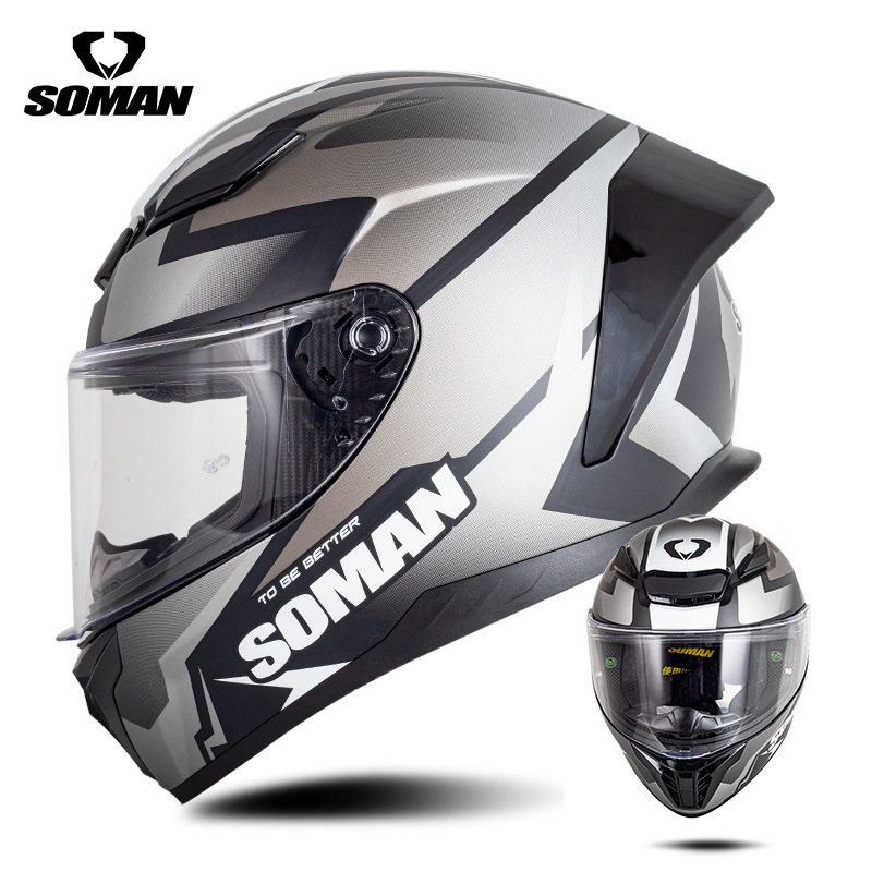 新型SOMANオートバイレースヘルメット男女四季機関車騎乗電気自動車カップルヘルメットSM973