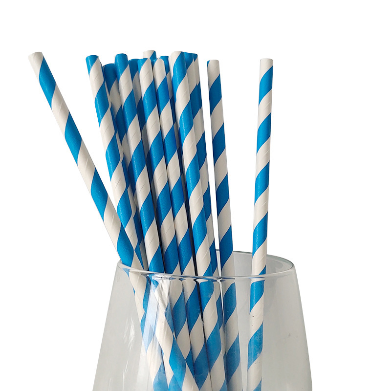 Envío gratis 100 pajitas de papel desechables, postres de horneado de colores degradables, pajitas de rayas de papel kraft decorativas