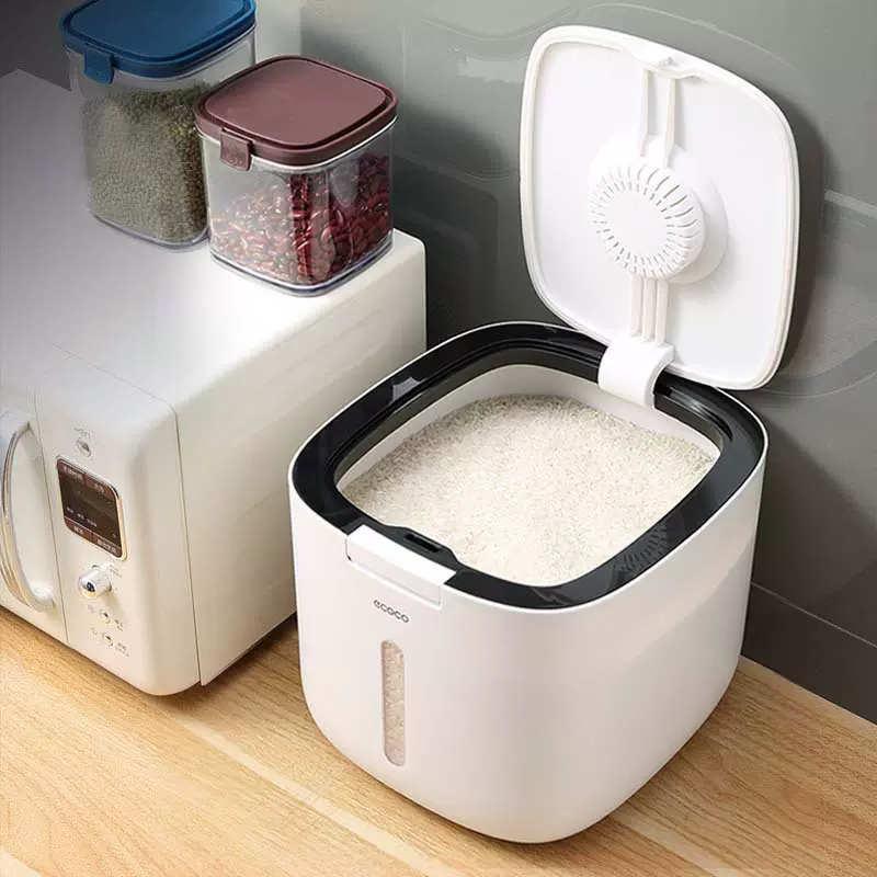 按压弹盖收纳储米箱米桶密封防虫家用杂粮桶加厚米缸可视窗面粉桶