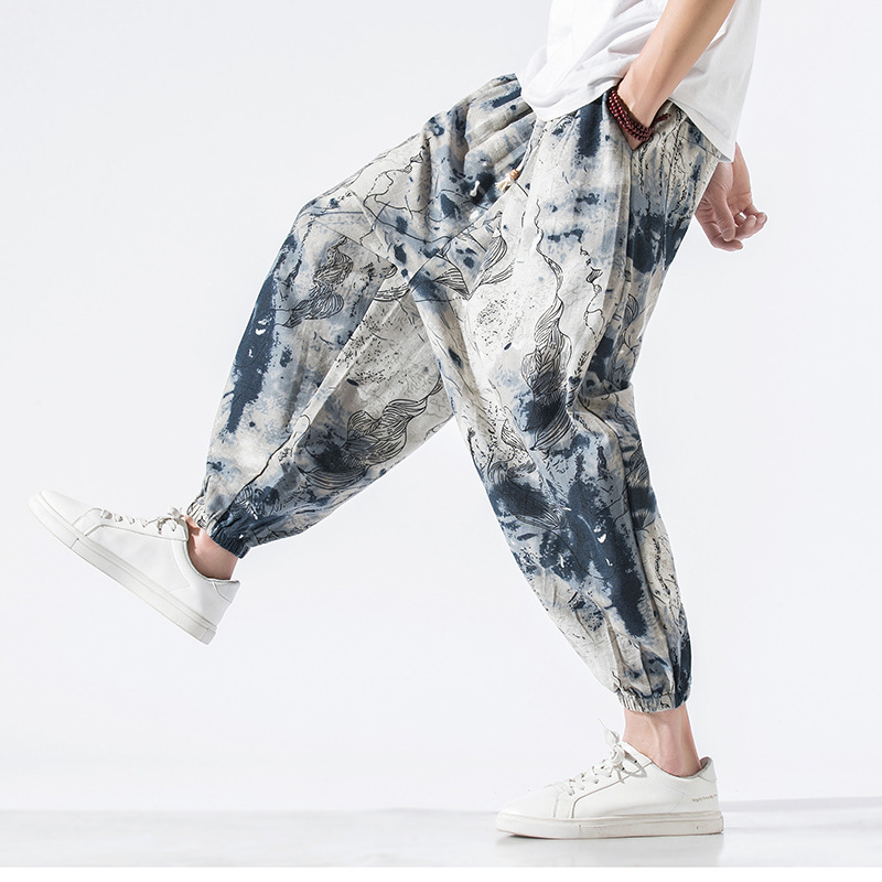 Härekleeder Fréijoer a Summer Dënn Néng-Punkt-Hosen Kotteng a Léngen Leggings Haremhosen Locker Grouss Gréisst Léngen Casual Hosen_voghion.com