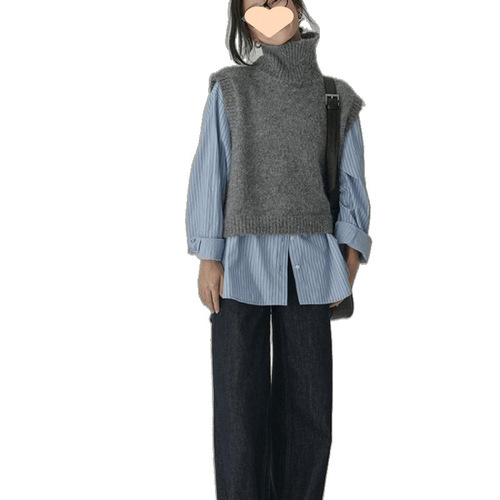 Spring versatile design loose blue striped women's shirt 2025 outerwear drape blouse women