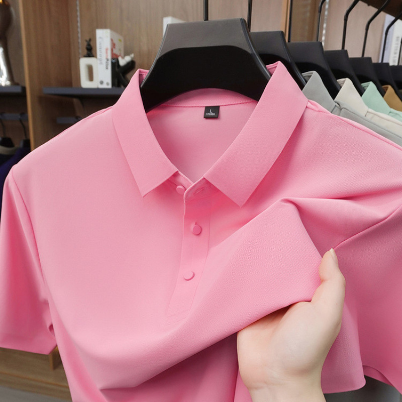 Nylon Seamless Short-Sleeved Men's Short-Sleeved Polo Summer Casual Top Thin Breathable Lapel New Style Half-Sleeved