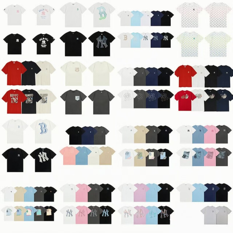 Cross-Border Korean New Style Mlb Short-Sleeved T-Shirt with Large Printed Logo on the Back, Embroidered Casual Half-Sleeve for Men and Women, Couple Style