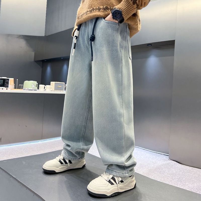 男の子パンツ 2025 春と秋の新作男の子ルーズでハンサムな中型と大型の子供用ズボン多用途ジーンズ|undefined