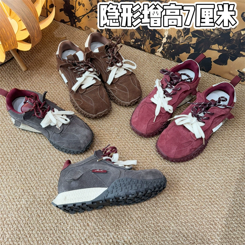 Женские повседневные туфли из натуральной кожи с внутренним увеличением роста на 7 см, эксклюзивно для трансграничных продаж на Amazon, Temu, в Японии, Корее, на Тайване и TK.