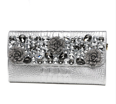 Elegant Diamond-Encrusted Women's Clutch Bag, Fashionable Genuine Leather Large Capacity Evening Bag For Banquets - Thumbnail 7