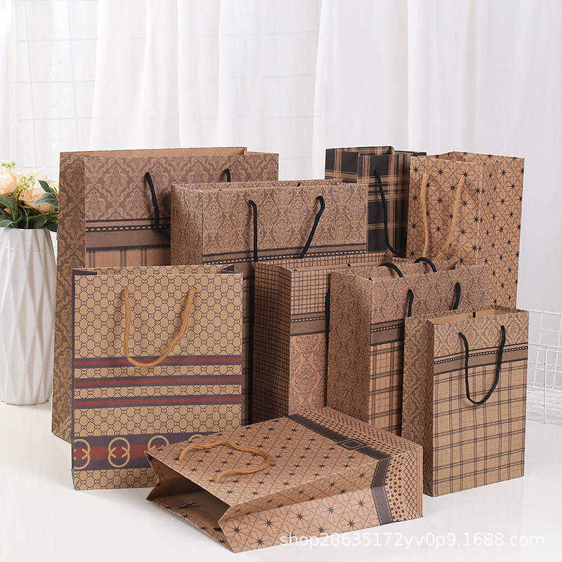 复古气质礼品袋源头货源印花牛皮纸手提袋商务牛皮纸手提袋厂家批