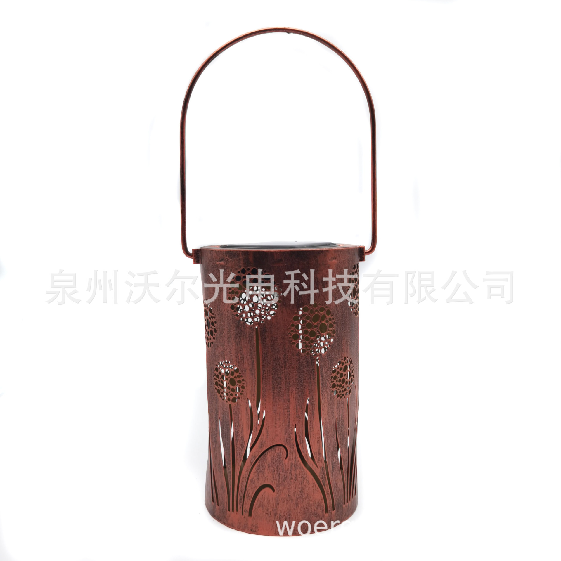 亚马逊跨境LED推荐 蒲公英镂空太阳能直筒灯笼IP65花园庭院装饰灯