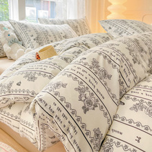 奶油小碎花纯棉四件套少女心全棉1.5m床单学生被套床上3件套床品4