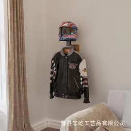 跨境木质战术装备整理架警察装备实木衣架壁挂式摩托车头盔收纳架