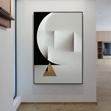 北欧现代简约灰色抽象立体几何客厅卧室装饰挂画无框画芯海报