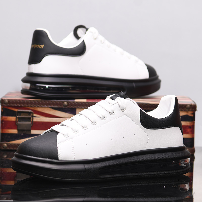 Zapatos de cuero transpirables primavera y verano Jin McQueen con almohadilla de aire pequeños zapatos blancos zapatos de hombre con suela gruesa multifuncional zapatos casuales de pareja MY2883