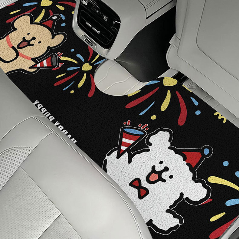 Customizable small order: Cute and versatile bear silk loop car floor mat, mud-scraping, anti-dirt, wear-resistant, easy to maintain