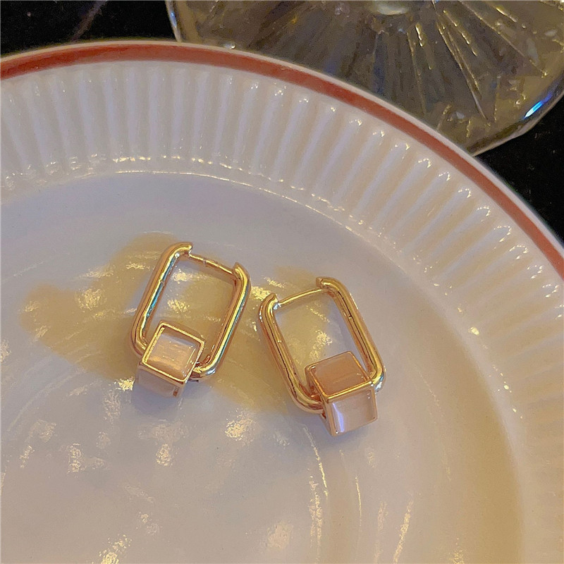 1 Pair Simple Style Geometric Plating Inlay Alloy Opal Earrings display picture 6