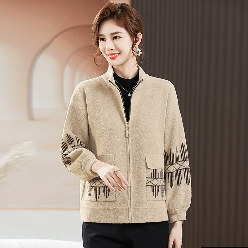 Новинка для мам модное благородное пальто, женская одежда среднего возраста, весенне-осенняя короткая осенне-зимняя одежда среднего и пожилого возраста, шерстяной топ