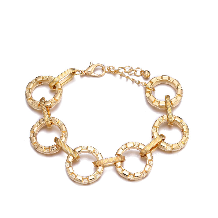 New Simple Alloy Chain Embossed Gold Bracelet display picture 2