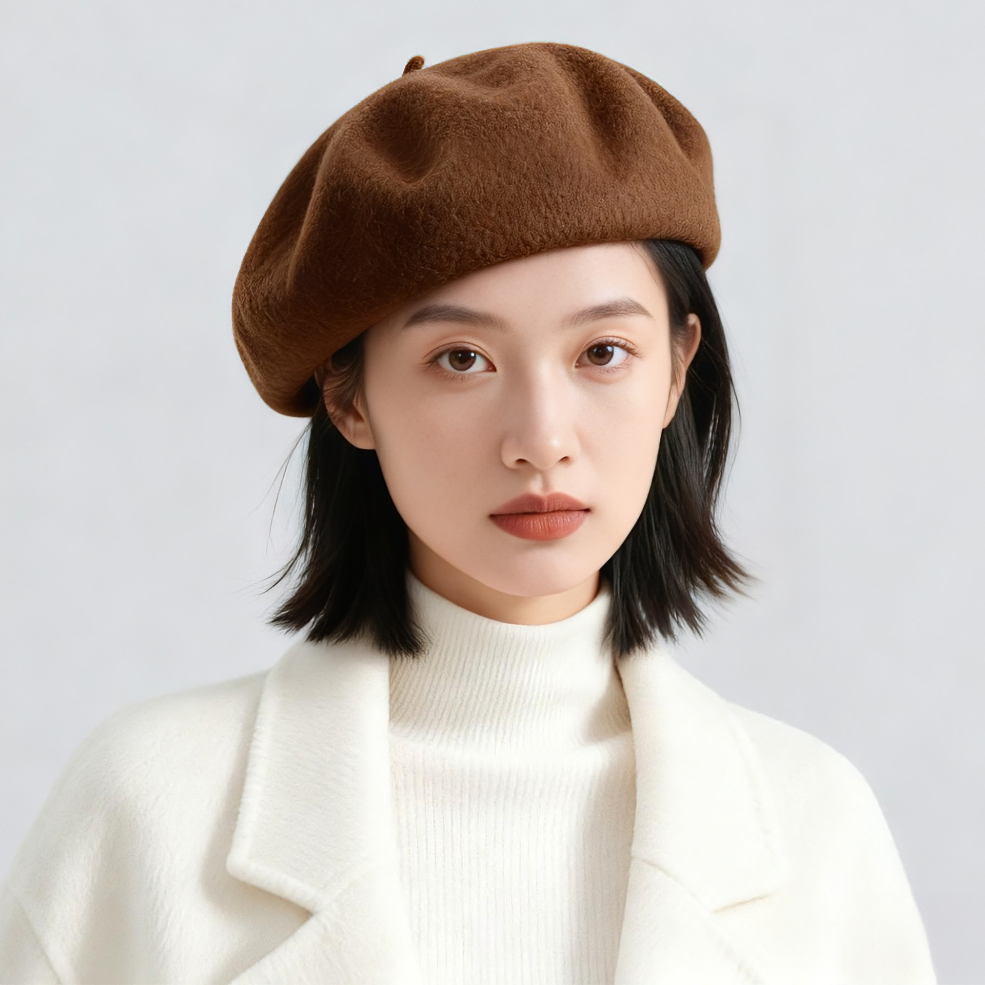 秋冬季高品保暖质羊毛贝雷帽不易起球韩版百搭复古画家帽子女生