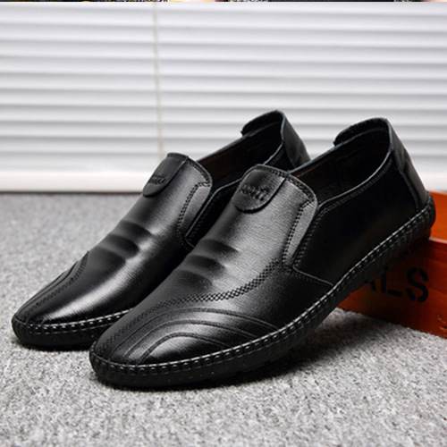 Tiktok mismo estilo nuevos zapatos de cuero formales de los hombres de negocios de moda casual simple slip-on mocasines de entrega de una sola pieza