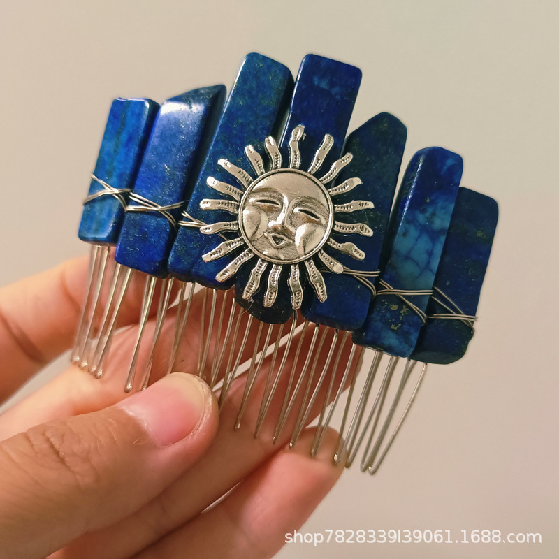 청금석 실버 라인 실버 머리 빗 실버 스마일