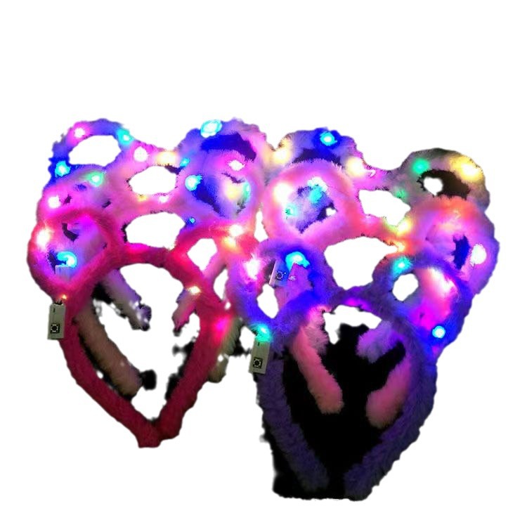 Bursa de mercado nocturno explosión luminosa Mickey tocado de peluche orejas de gato pelo de pelo para empujar pequeños regalos fábrica de juguetes al por mayor