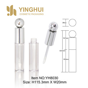 Lip Gloss Tube, Cap, Ball Injection Molding, Spray Silver Plating, Bottle Injection Molding, Transparent, Standard Hair Head, Cosmetic Packaging Material